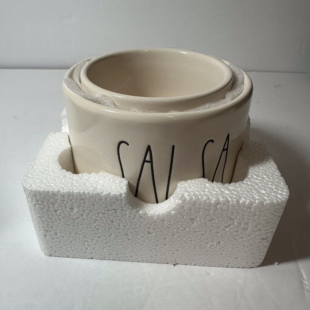 Rae Dunn Artisan Collection By Magenta Guac And Salsa Bowl Set W/ Bamboo Spoons - Picture 3 of 6